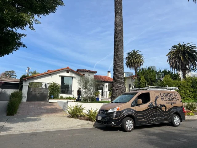 Lords of Plumbing service van parked outside a Los Angeles home
