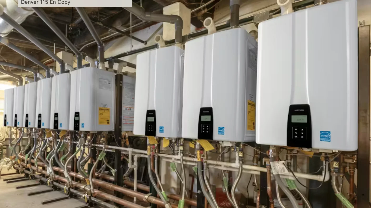 Bank of commercial tankless water heaters