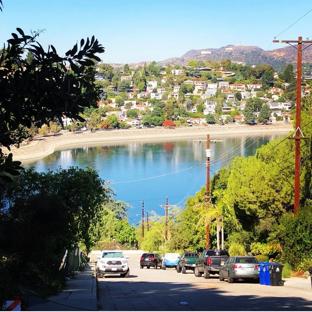 Street overlooking the Silver Lake Reservoir in Los Angeles